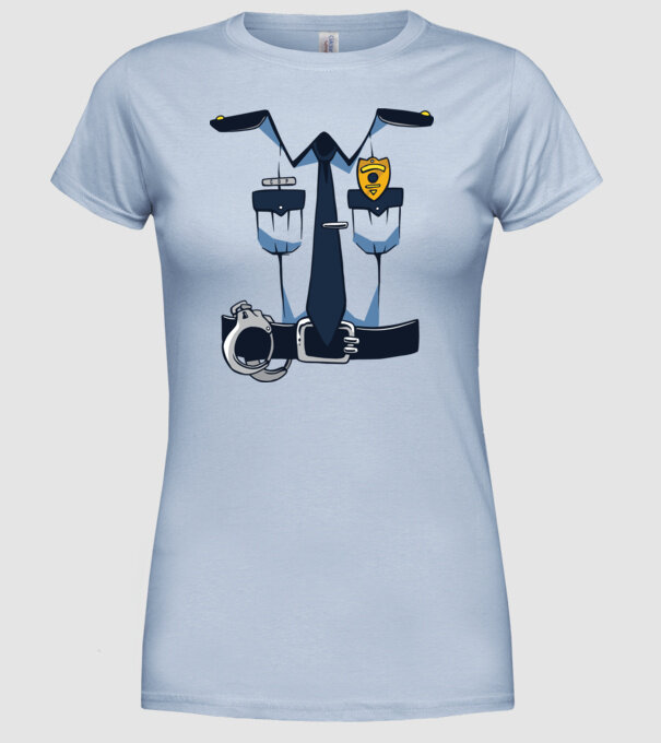 Costum de polițist pentru Halloween model albastru deschis pe tricou