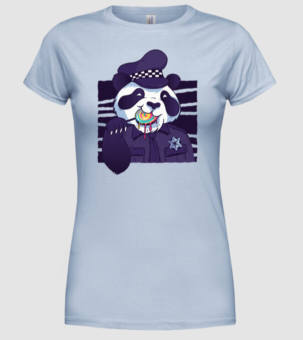 Panda polițist cu acadea model albastru deschis pe tricou