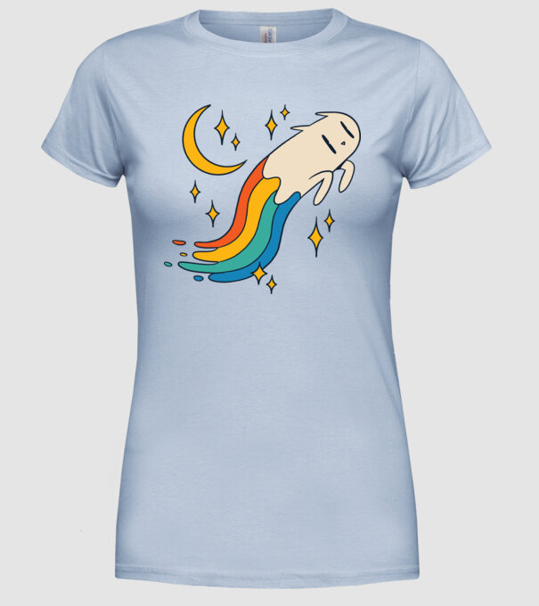 Pisoi zburător model albastru deschis pe tricou
