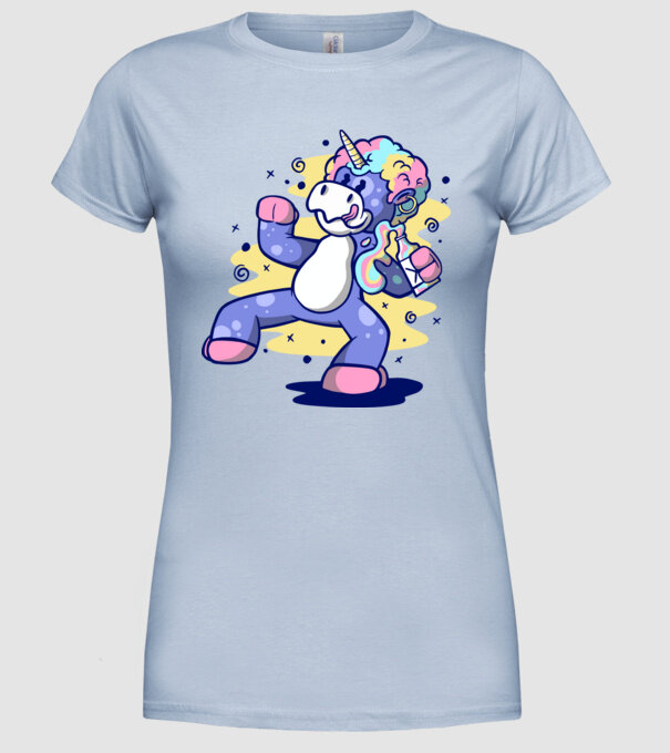 Unicorn beat model albastru deschis pe tricou