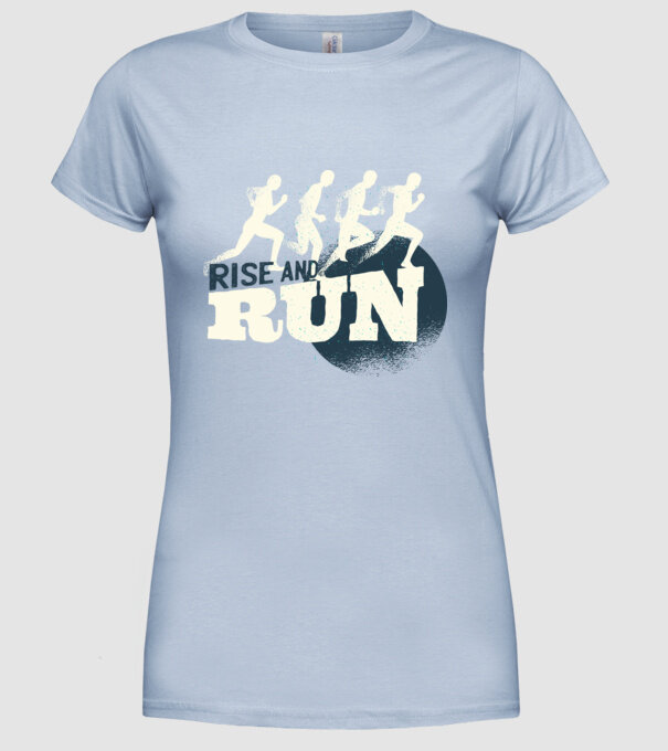 Rise and Run - Tricou pentru alergători model albastru deschis pe tricou