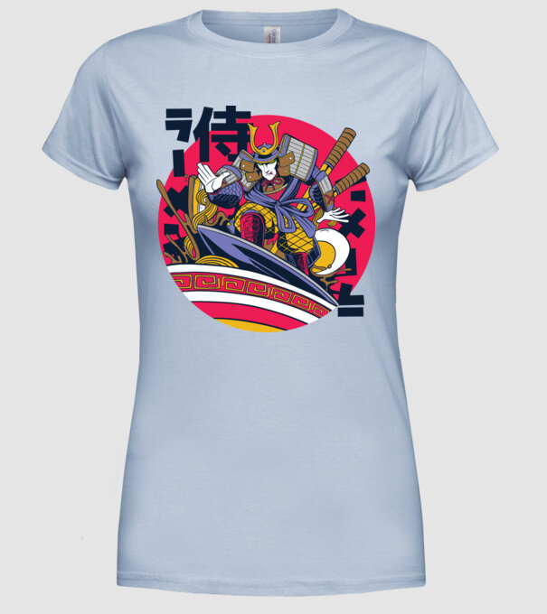 Samurai Ramen Surf model albastru deschis pe tricou