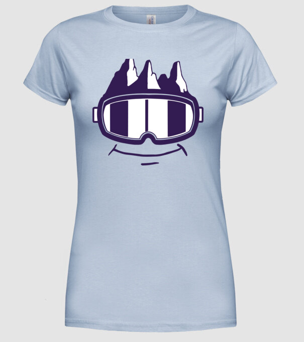 Ochelari de schi Smiley model albastru deschis pe tricou