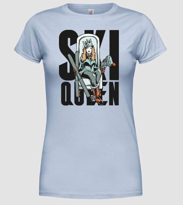 Ski Queen - Regină schioară model albastru deschis pe tricou