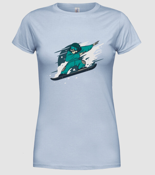 Schelet Snowboard DAB model albastru deschis pe tricou