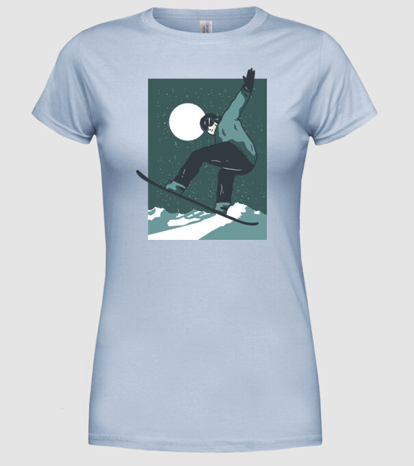 Săritură Snowboard model albastru deschis pe tricou