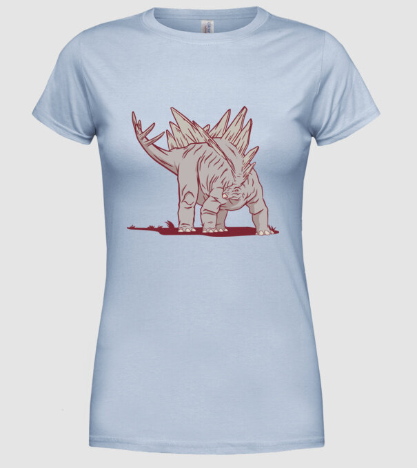 Stegosaurus dinozaur model albastru deschis pe tricou