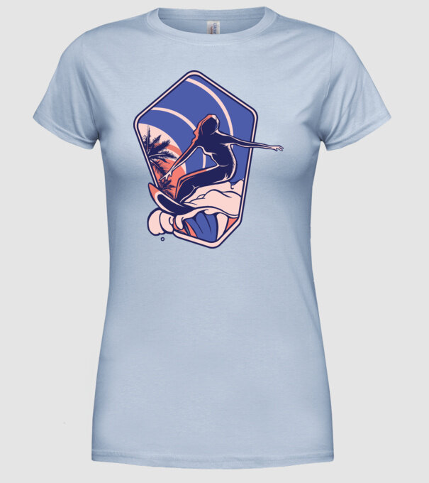 Surf ilustrare model albastru deschis pe tricou