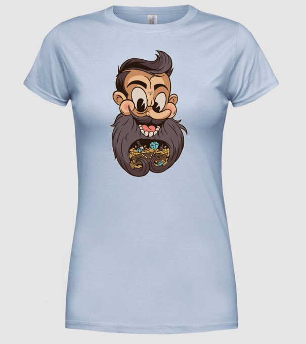 Comoară barbă model albastru deschis pe tricou