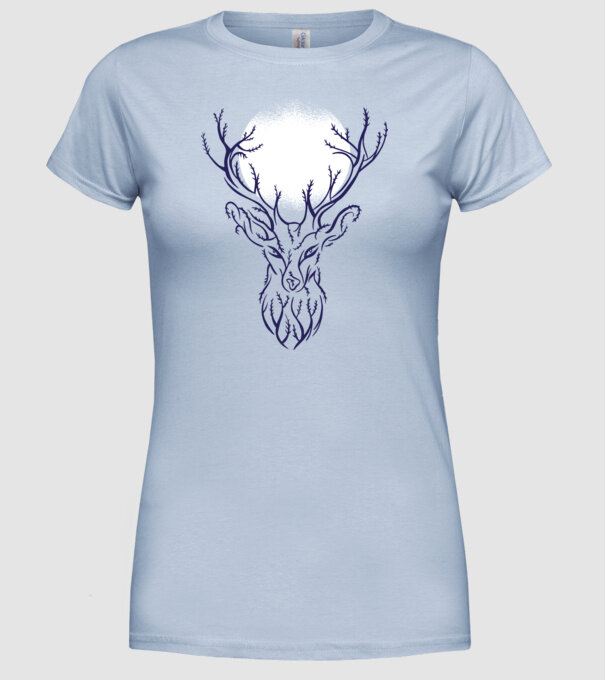 Siluetă cerb model albastru deschis pe tricou