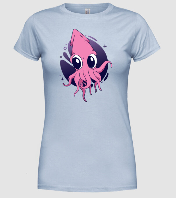 Calmar model albastru deschis pe tricou