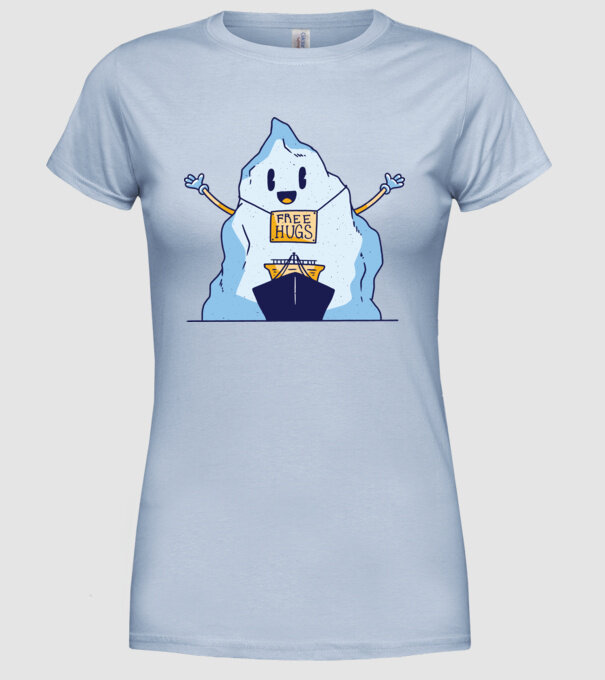 Titanic Iceberg Free Hugs model albastru deschis pe tricou