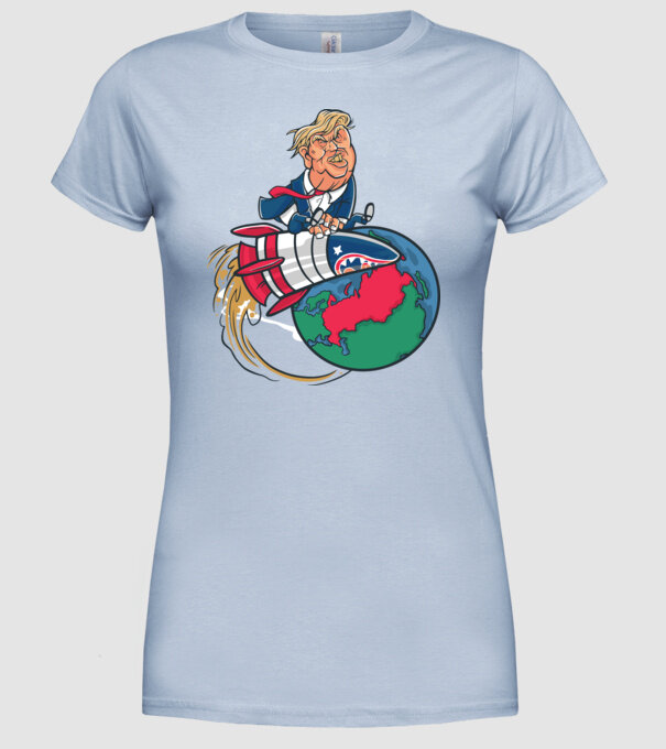 Trump bombă model albastru deschis pe tricou