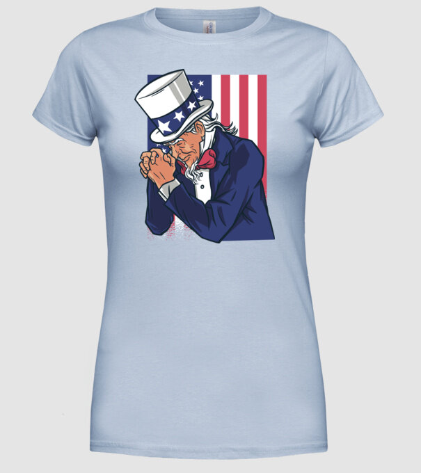 Uncle Sam se roagă model albastru deschis pe tricou