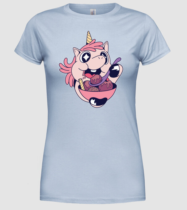 Unicorn Înghețată model albastru deschis pe tricou