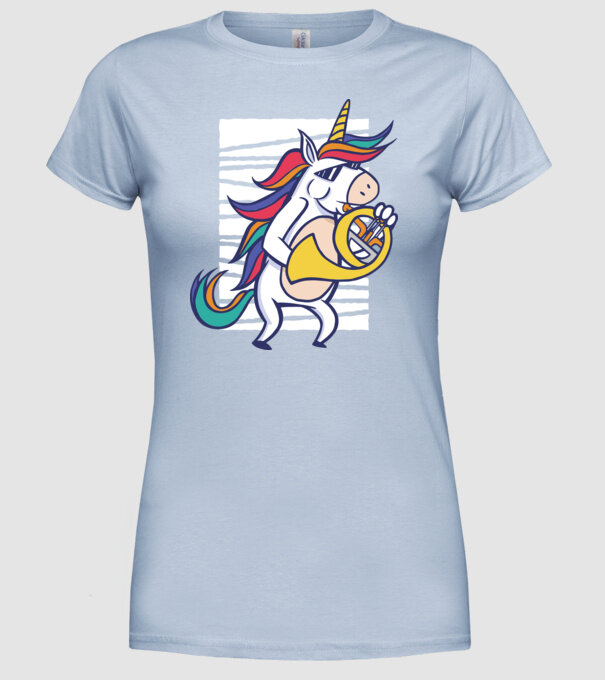 Unicorn Corn model albastru deschis pe tricou