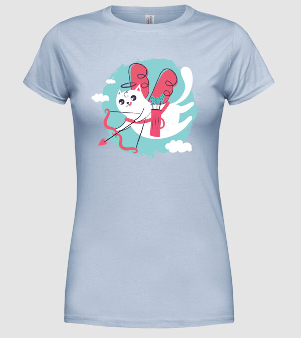 Pisică Valentin model albastru deschis pe tricou