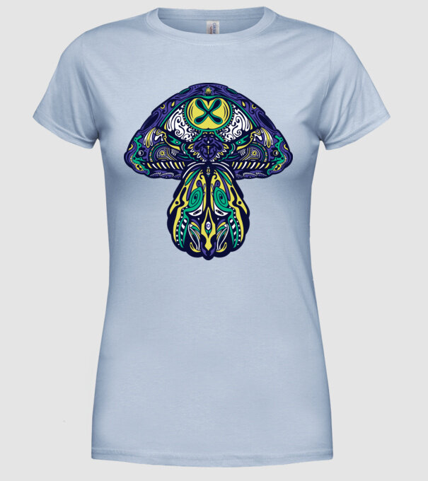 Ciupercă magică model albastru deschis pe tricou