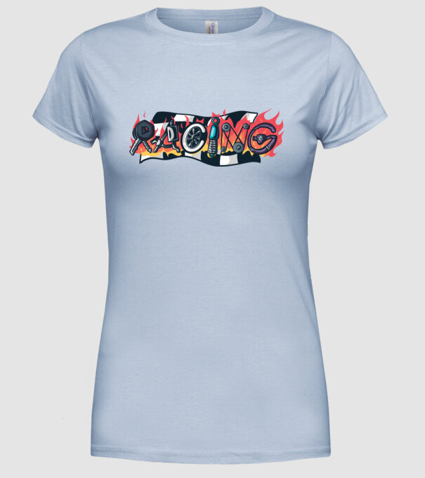 Cursă Racing model albastru deschis pe tricou