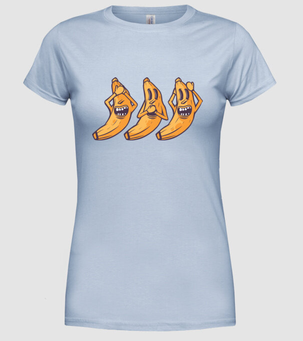 Banane amuzante - Nu vede, nu vorbește, nu aude model albastru deschis pe tricou