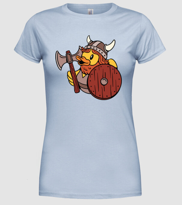 Rățușcă de cauciuc Viking model albastru deschis pe tricou