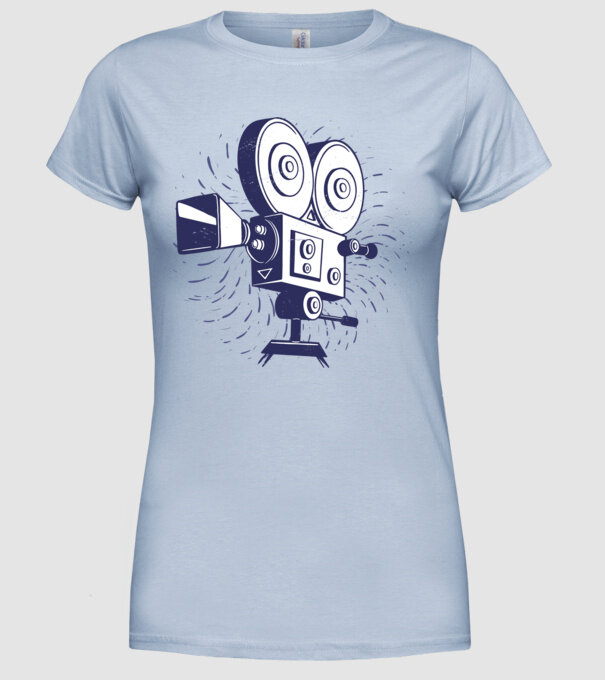 Camera video retro Vintage model albastru deschis pe tricou