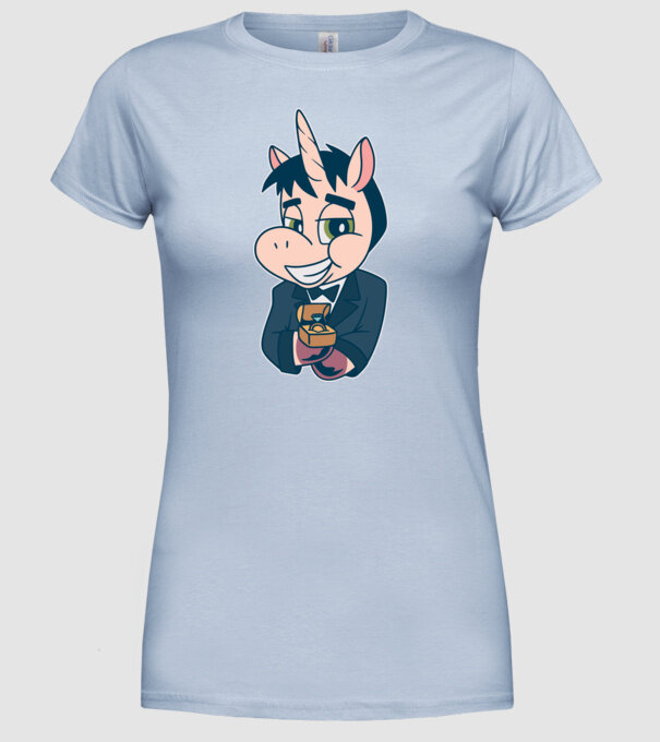 Mire unicorn model albastru deschis pe tricou