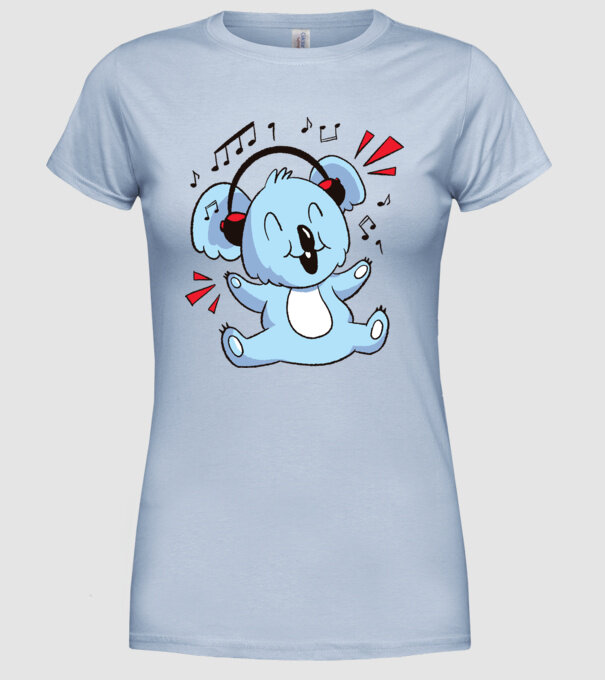 Koala iubitor de muzică model albastru deschis pe tricou