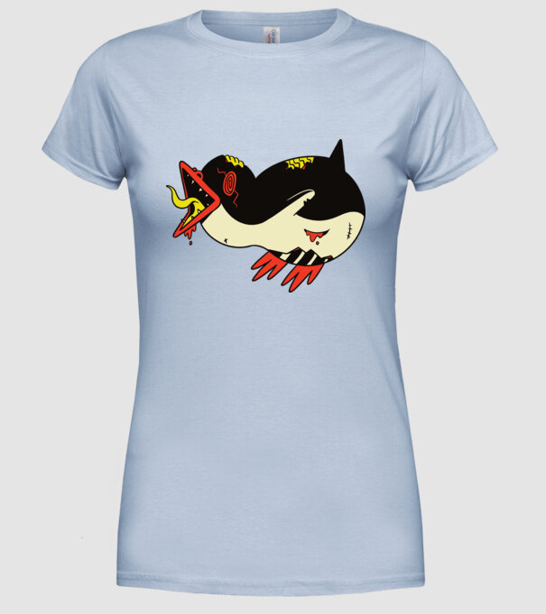Pinguin Zombie model albastru deschis pe tricou