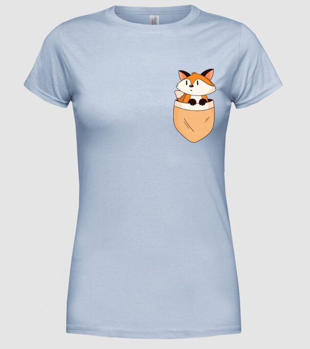 Vulpe de buzunar model albastru deschis pe tricou