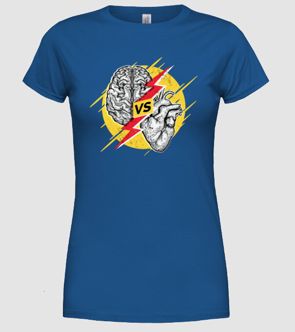 Creier vs. Inimă - Rațiune contra inimă model albastru regal pe tricou