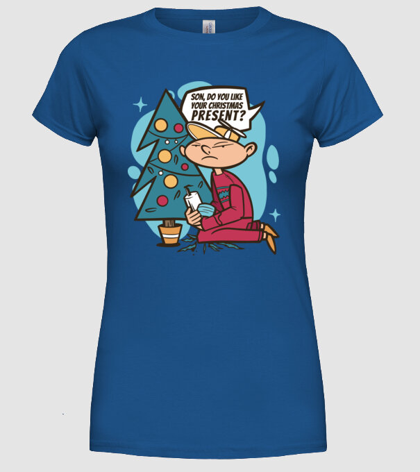 Cadouri de Crăciun model albastru regal pe tricou