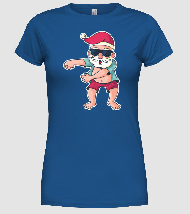 Moș Crăciun dans Floss DAB model albastru regal pe tricou