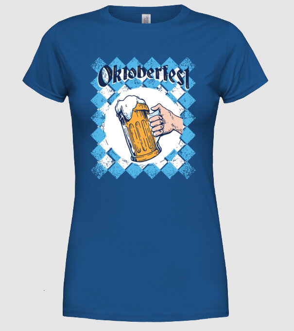 Tricou cu bere Oktoberfest model albastru regal pe tricou