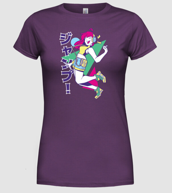 Anime fată retro model mov pe tricou
