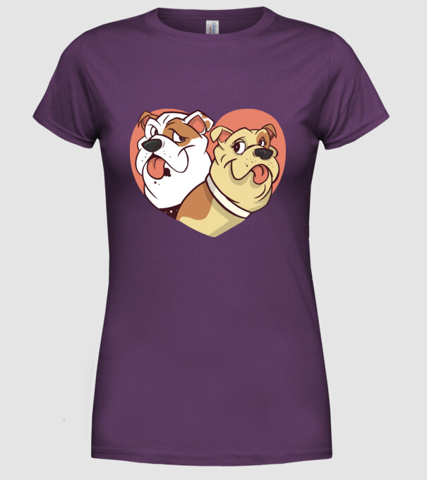 Dragoste Bulldog model mov pe tricou