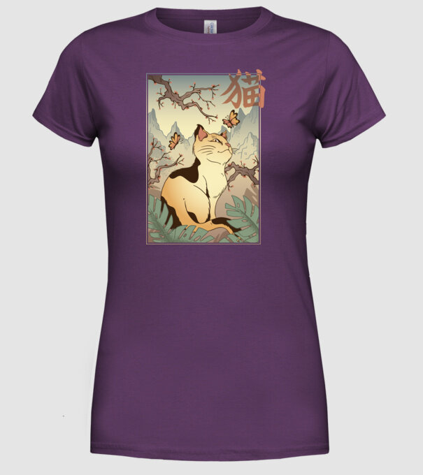 Pictură Pisică model mov pe tricou
