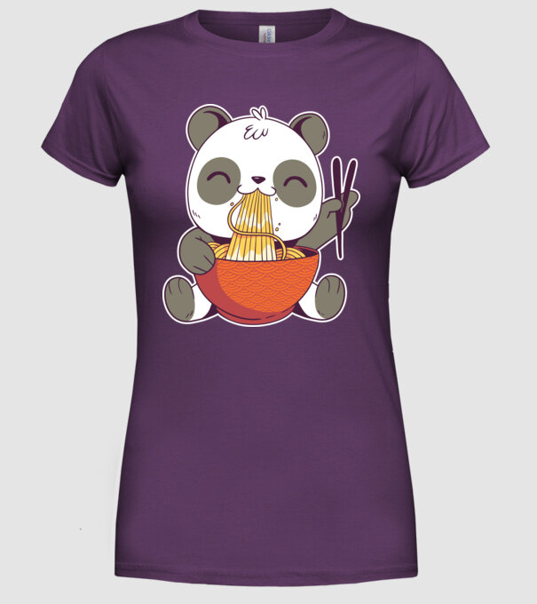 Panda drăguț cu paste model mov pe tricou