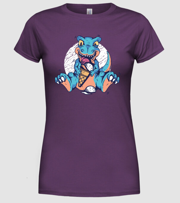 T-rex drăguț cu înghețată model mov pe tricou