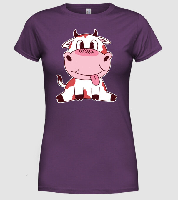 Vacă drăguță model mov pe tricou
