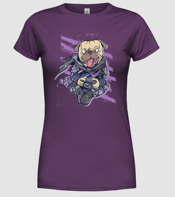 Mops Gamer model mov pe tricou