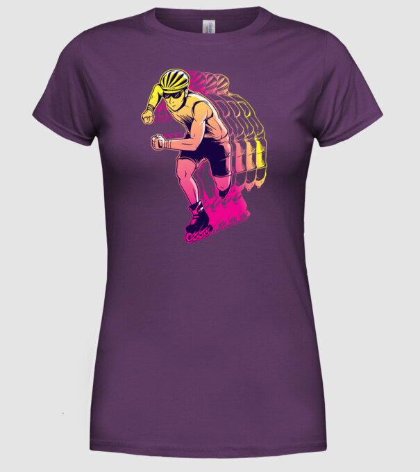 Concurent patine pe rotile model mov pe tricou
