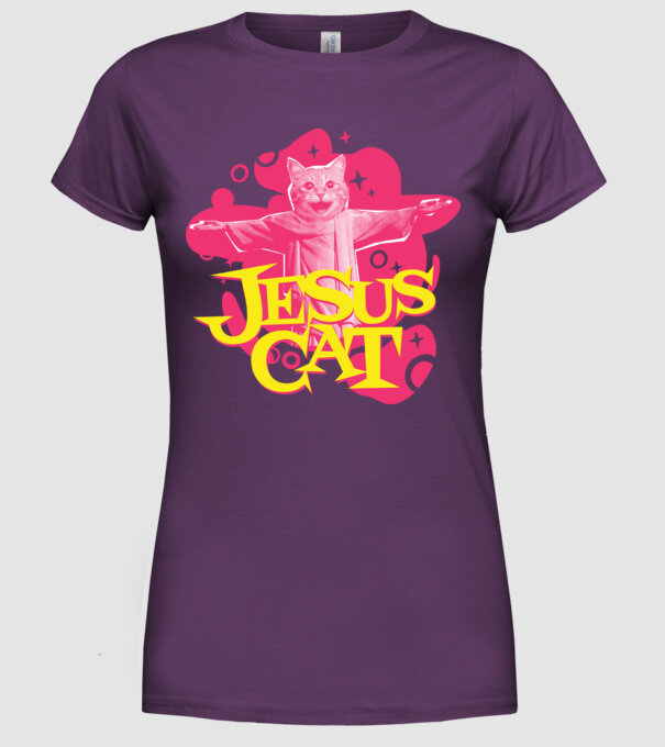 Jesus Cat model mov pe tricou