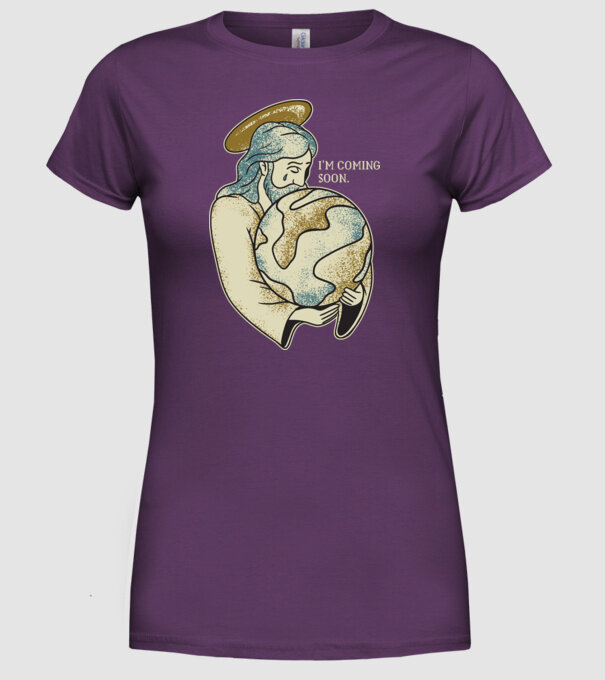 Jesus is coming soon - Isus vine în curând model mov pe tricou