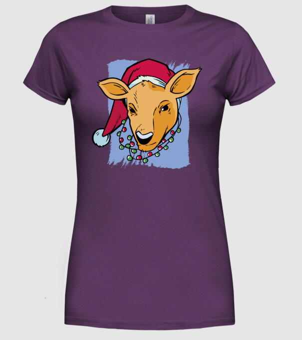 Cerb de Crăciun model mov pe tricou