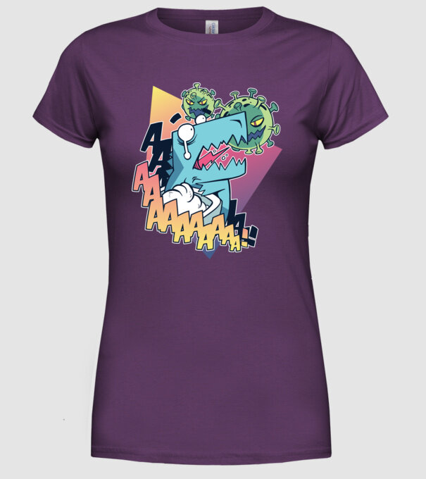 Covid Dino model mov pe tricou