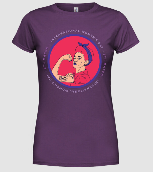 Ziua Internațională a Femeii 8 martie model mov pe tricou