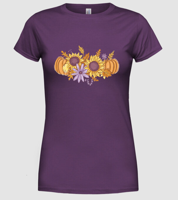Scena de toamnă Halloween model mov pe tricou