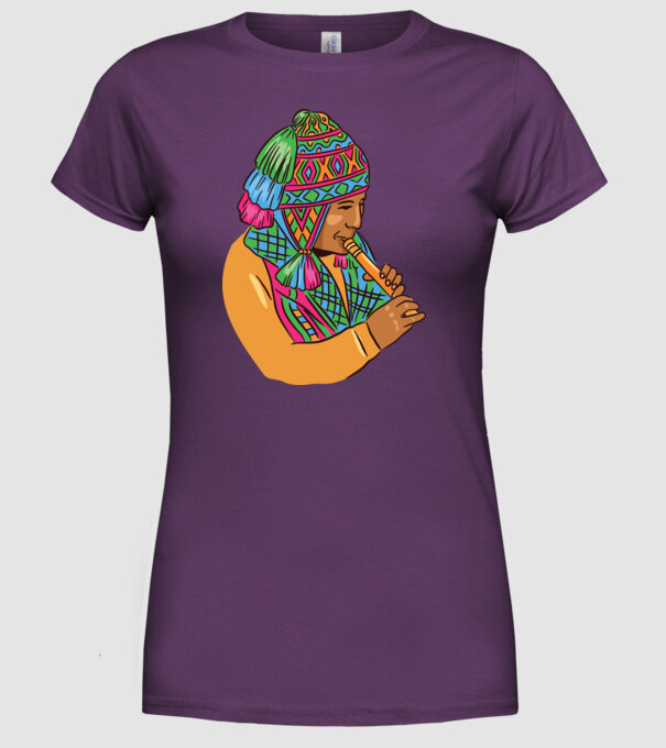 Muzician peruan indigen model mov pe tricou