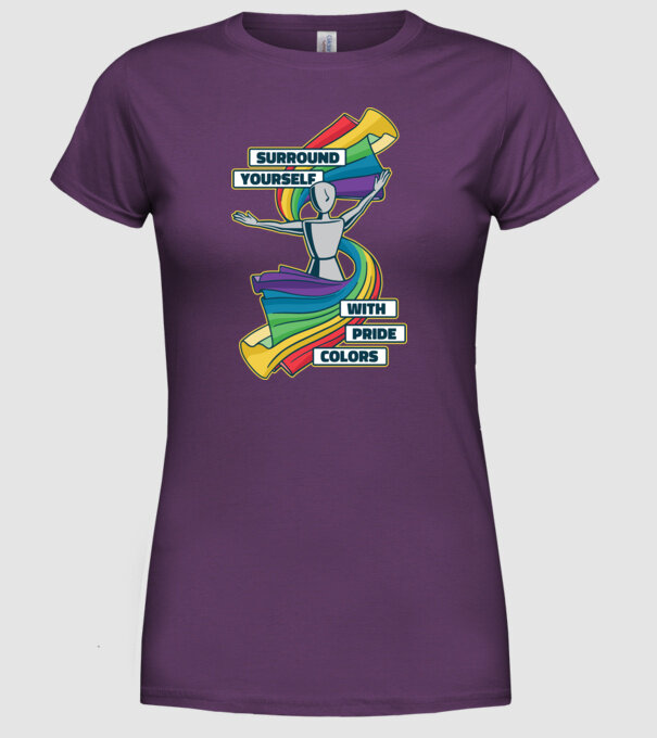 Pride cu curcubeu model mov pe tricou